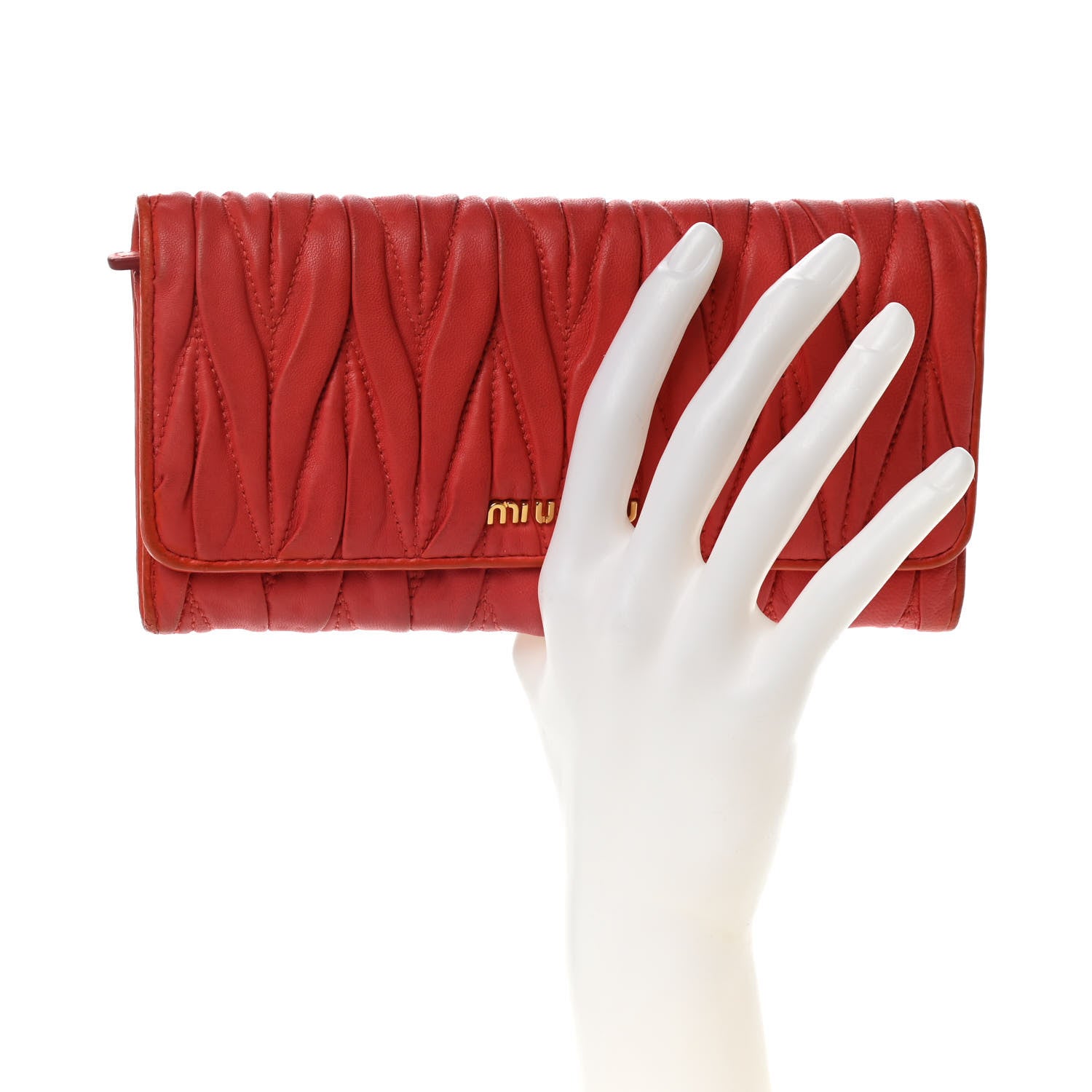 Miu Miu Nappa Matelasse Flap Wallet Fuoco 2 of 13