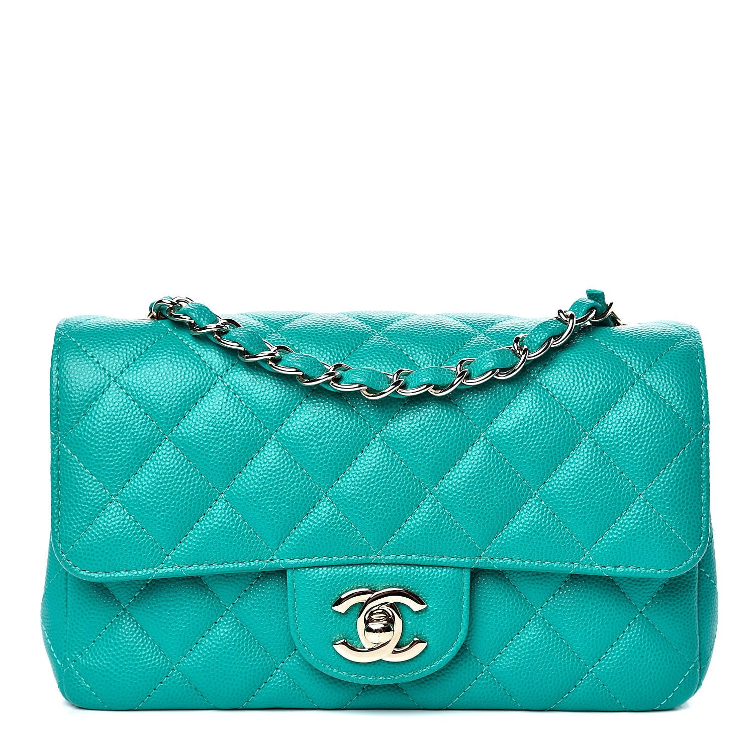 Chanel Caviar Quilted Mini Rectangular Flap Turquoise 1 of 10