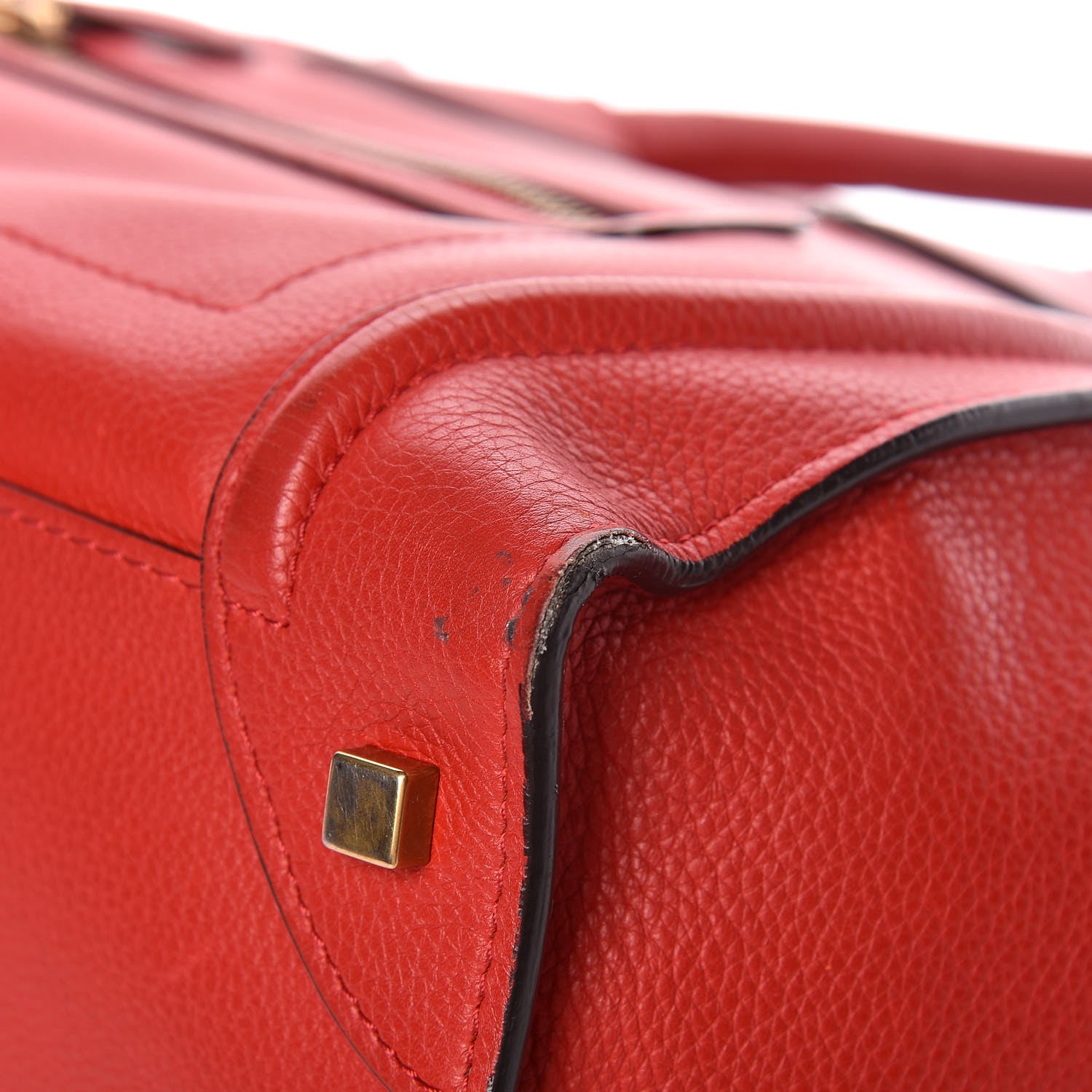 Celine Drummed Calfskin Mini Luggage Red 12 of 15