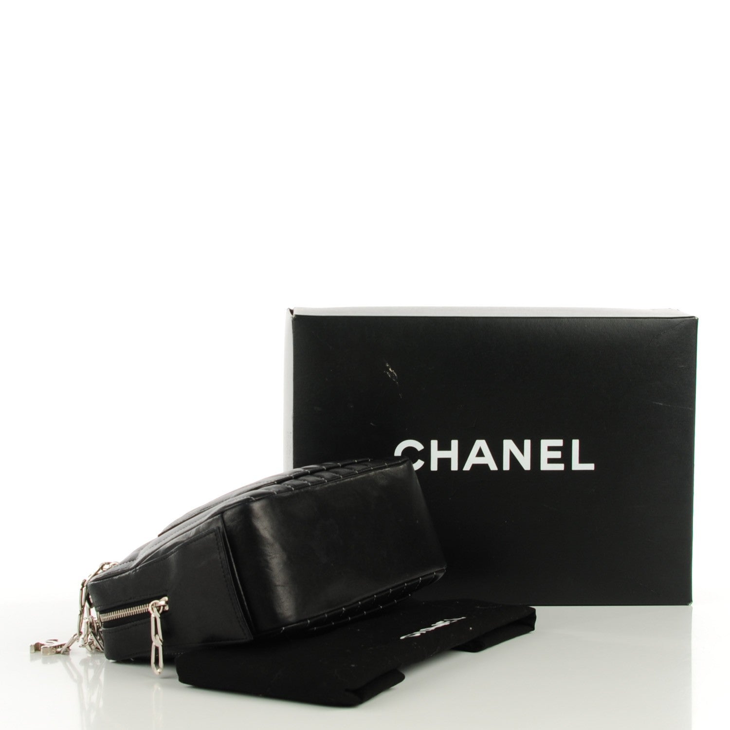Chanel Lambskin Vertical Quilted Mademoiselle Small Camera Case Black 4 of 20
