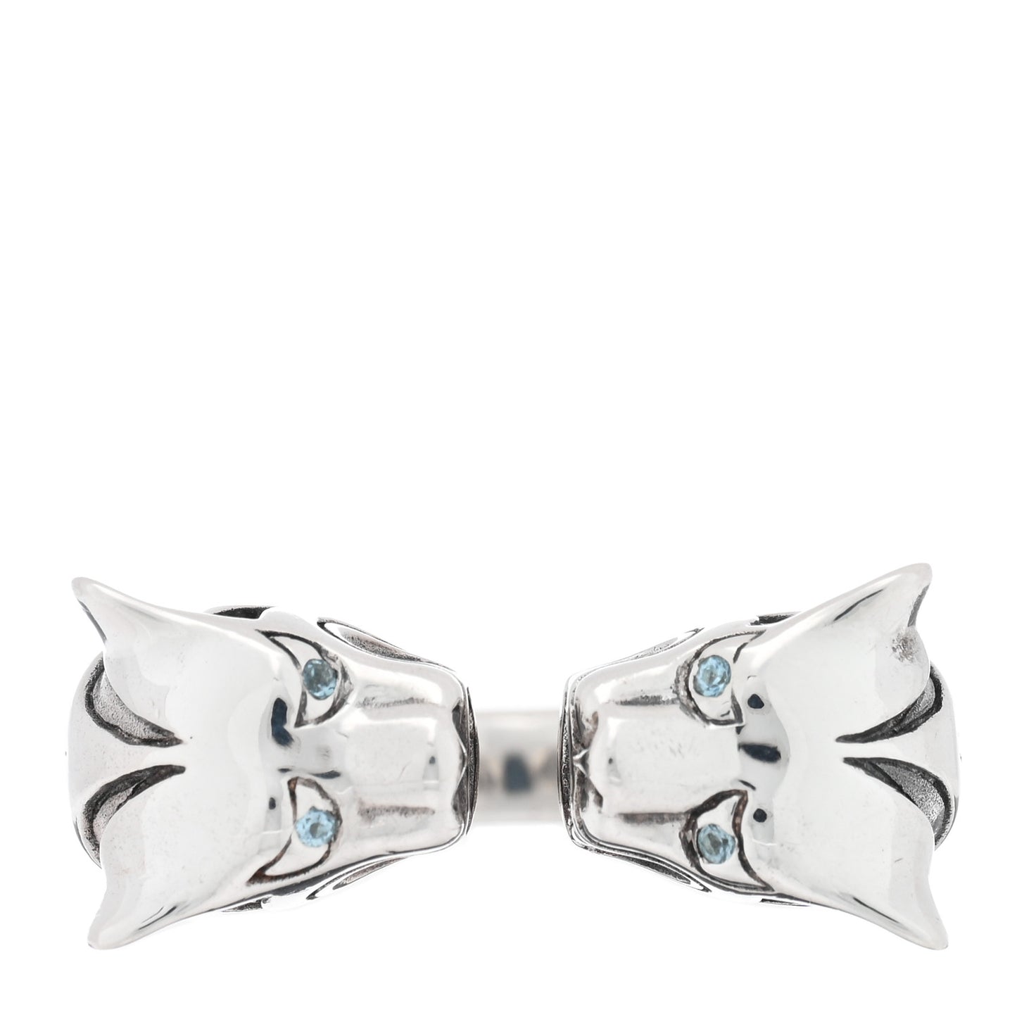 Sterling Silver Blue Topaz Macan Tiger Ring 54 6.75