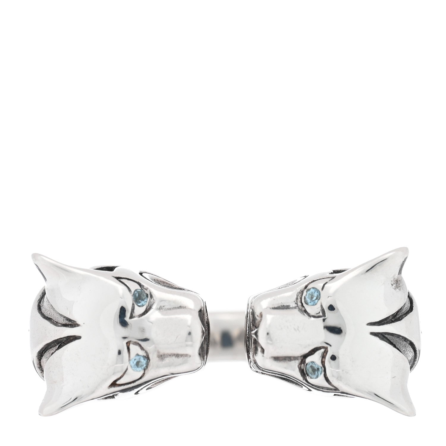 John Hardy Sterling Silver Blue Topaz Macan Tiger Ring 54 6.75 1 of 5