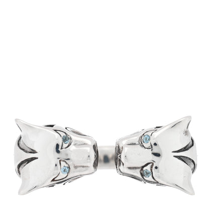 John Hardy Sterling Silver Blue Topaz Macan Tiger Ring 54 6.75 1 of 5