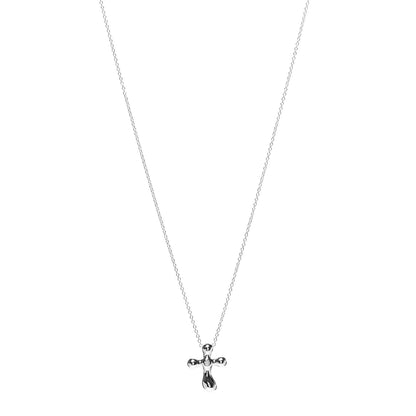 Tiffany Sterling Silver Diamond Elsa Peretti Cross Pendant Necklace 1 of 6