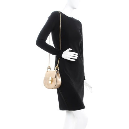 Chloe Metallic Goatskin Mini Drew Shoulder Bag Abstract Gold 2 of 6