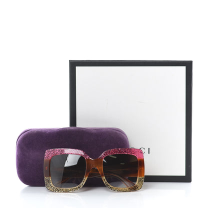 Gucci Square Frame GG0083S Sunglasses Glitter Pink Multi 8 of 8