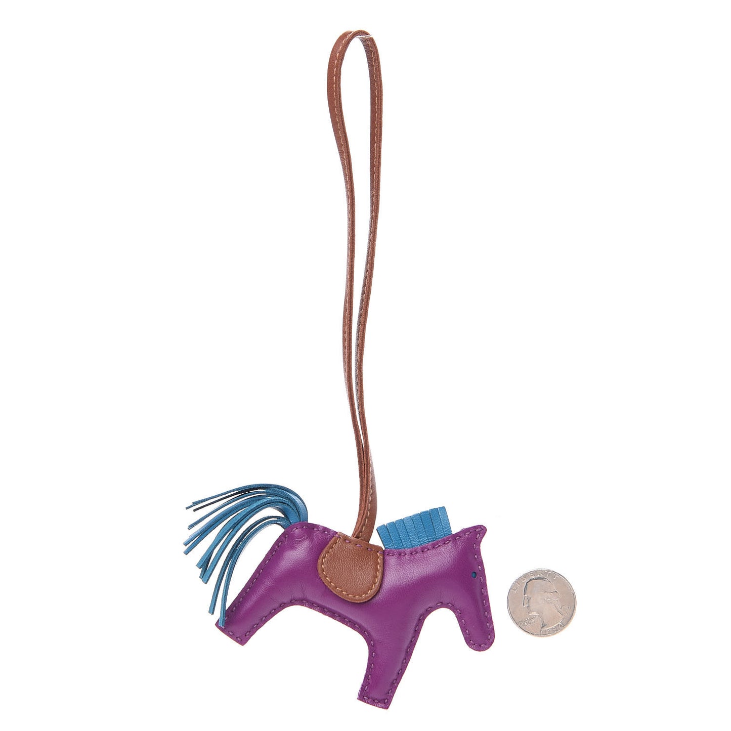 Milo Lambskin Grigri Rodeo Horse Bag Charm PM Anemone Bleu Izmir Fauve