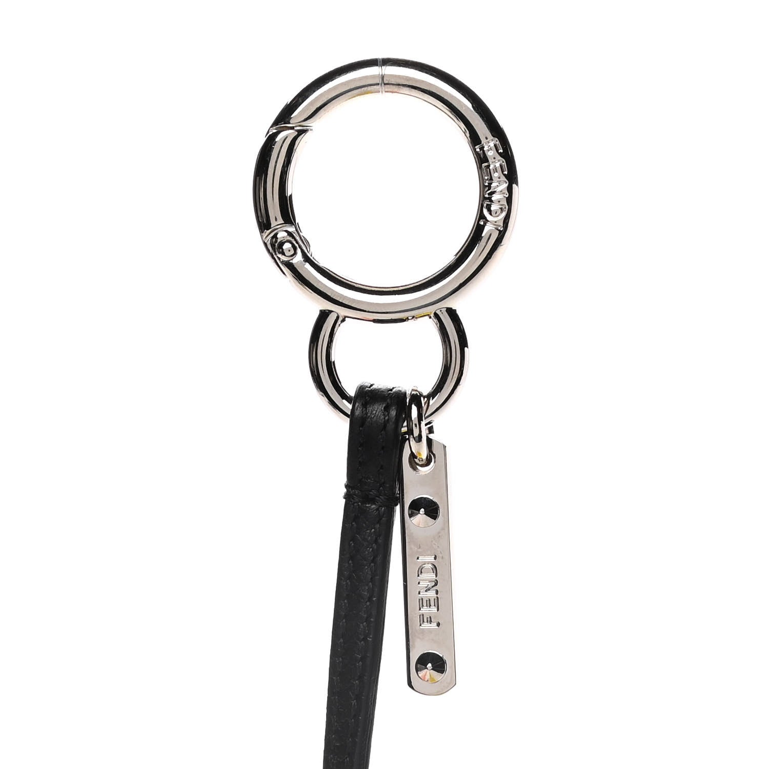 Fendi Fox Mink Goat Fur Mini Karlito Bag Charm White Black Flamingo 3 of 5