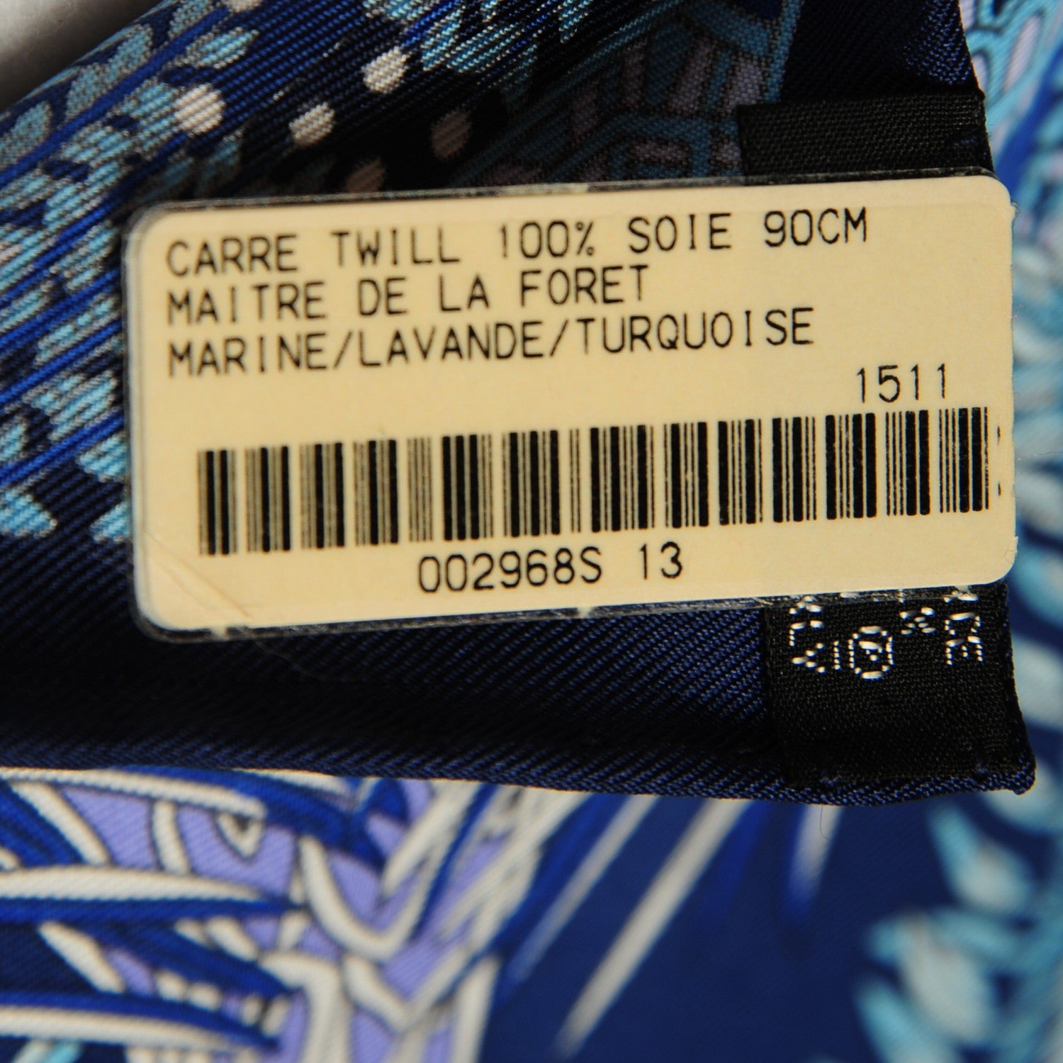 Hermes Silk Maitre de la Foret Scarf 90 Marine Lavande Turquoise 6 of 7