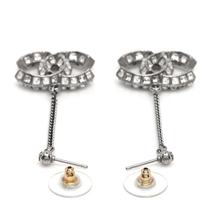 Chanel Baguette Crystal CC Drop Earrings Silver 3 of 4