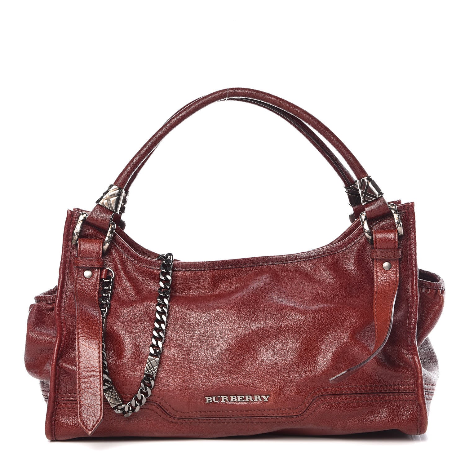 Burberry Calfskin Ashmore Tote Burgundy 1 of 17