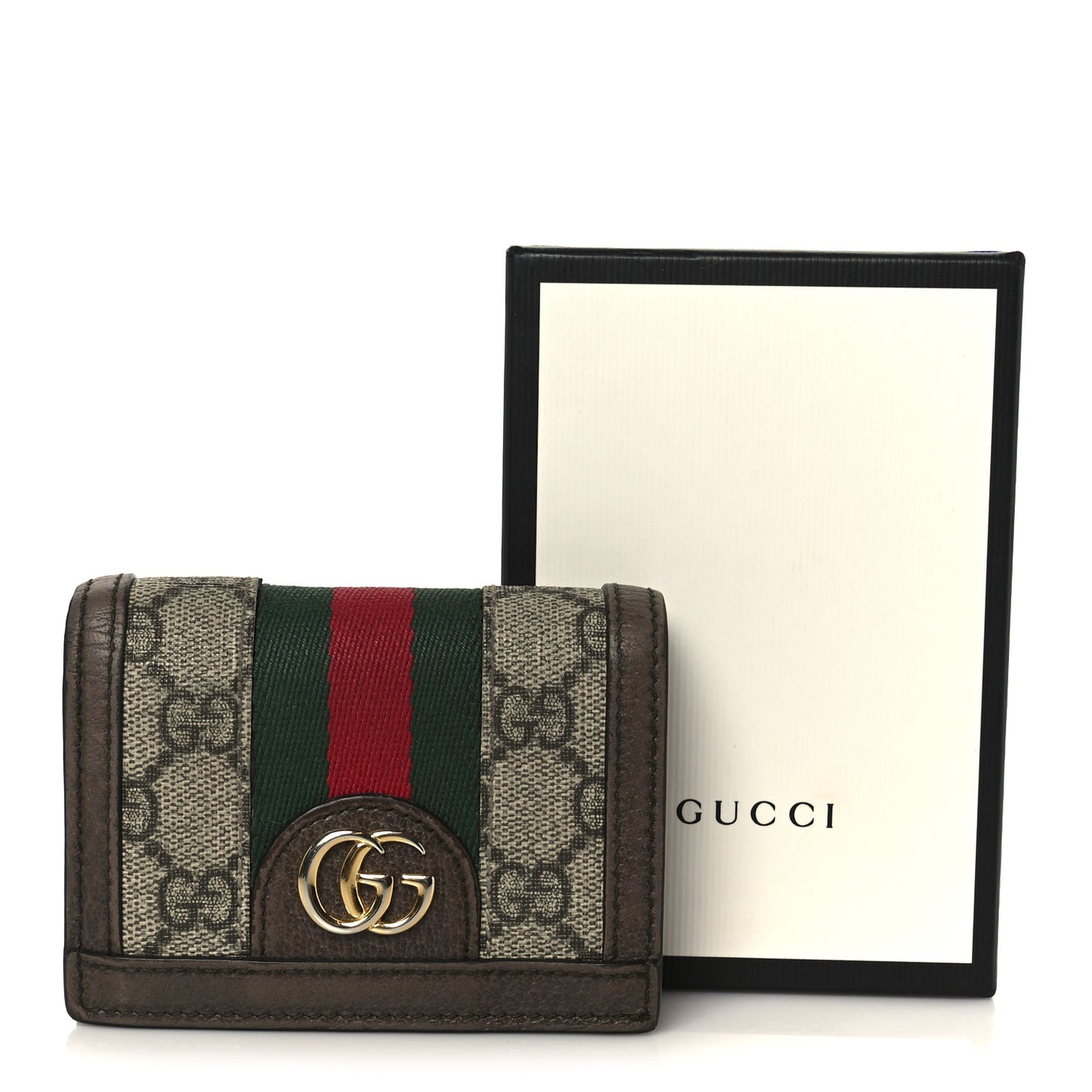 GG Supreme Monogram Web Ophidia Card Case Beige New Acero