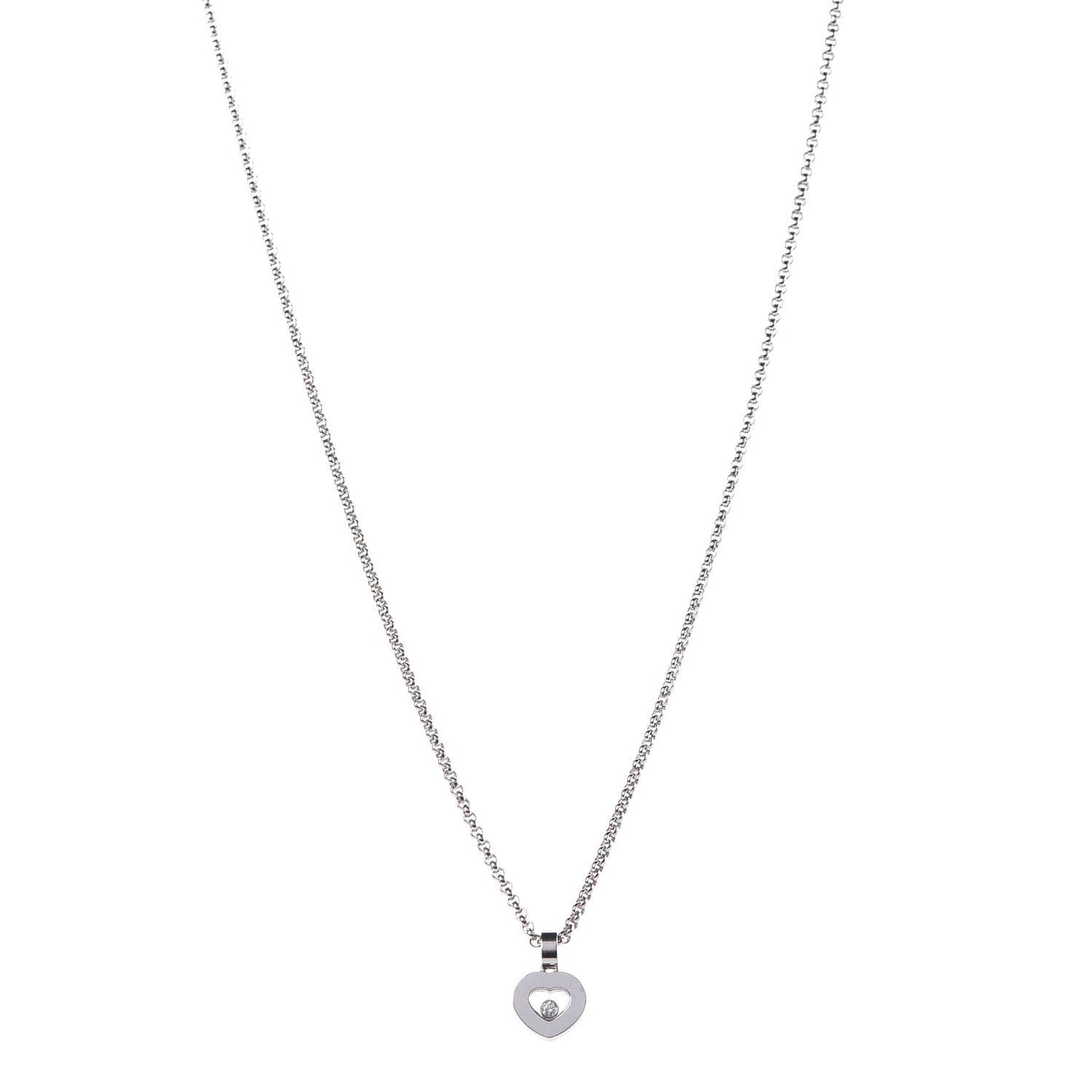 18K White Gold Happy Diamonds Icons Heart Pendant Necklace