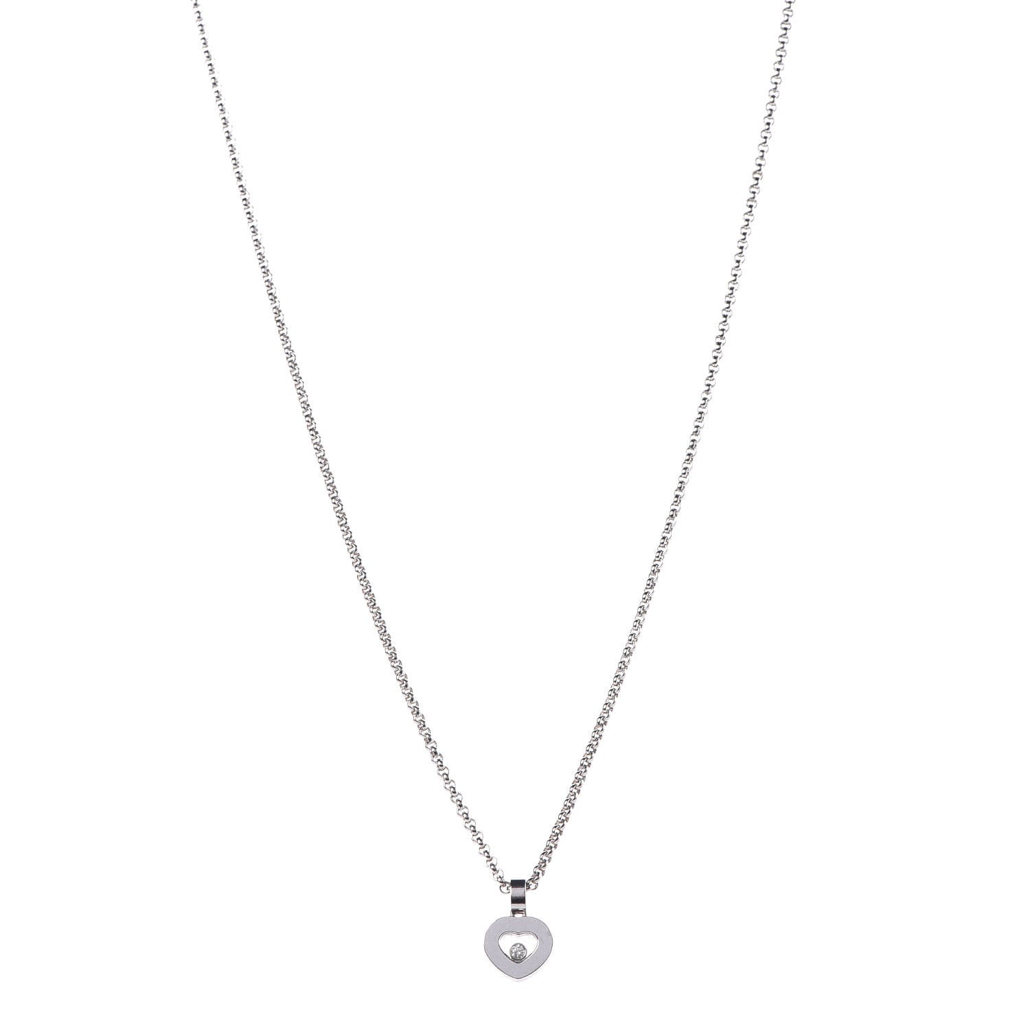 Chopard 18K White Gold Happy Diamonds Icons Heart Pendant Necklace 1 of 7