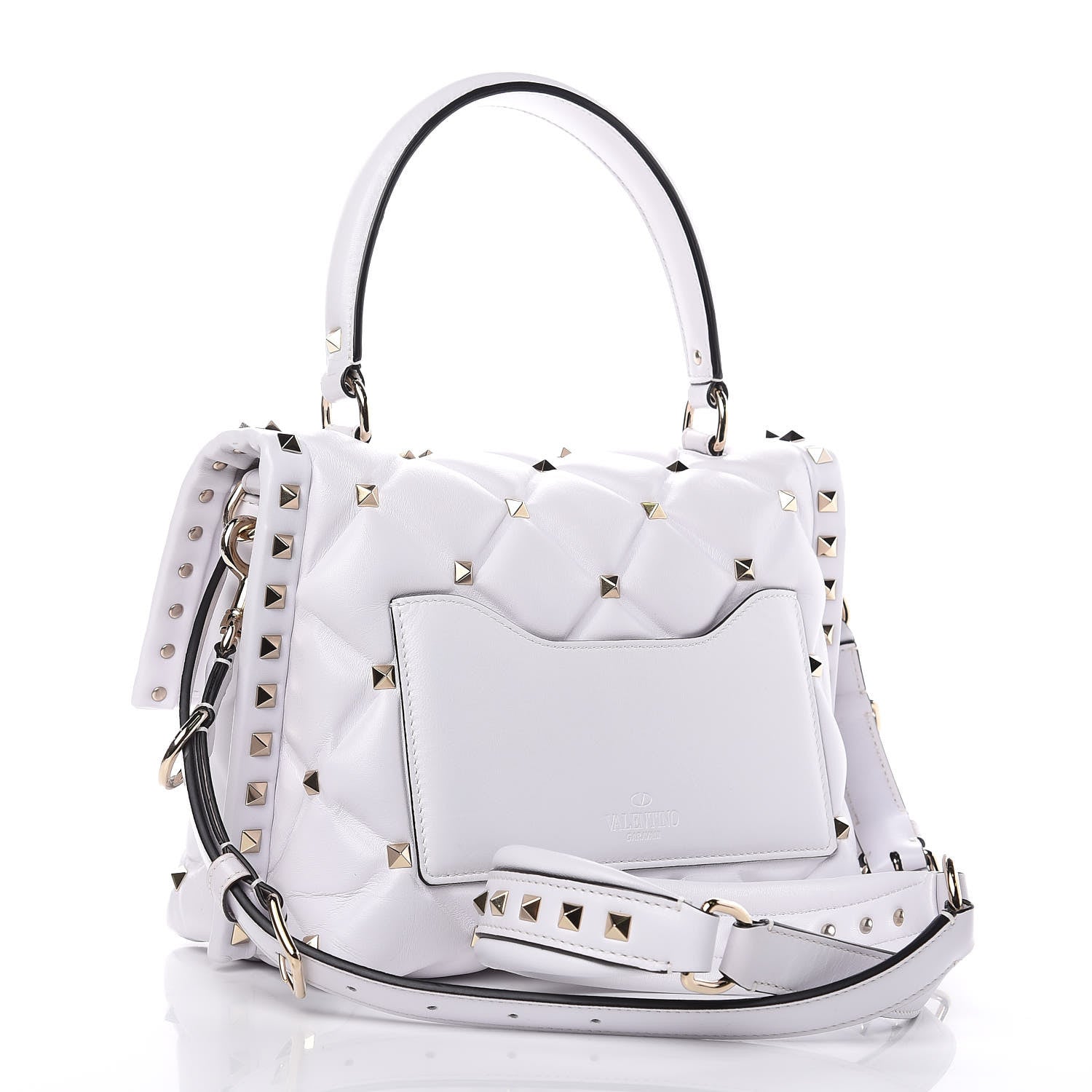 Valentino Garavani Lambskin VLTN Print Candystud Top Handle Bag Optic White Black 3 of 9
