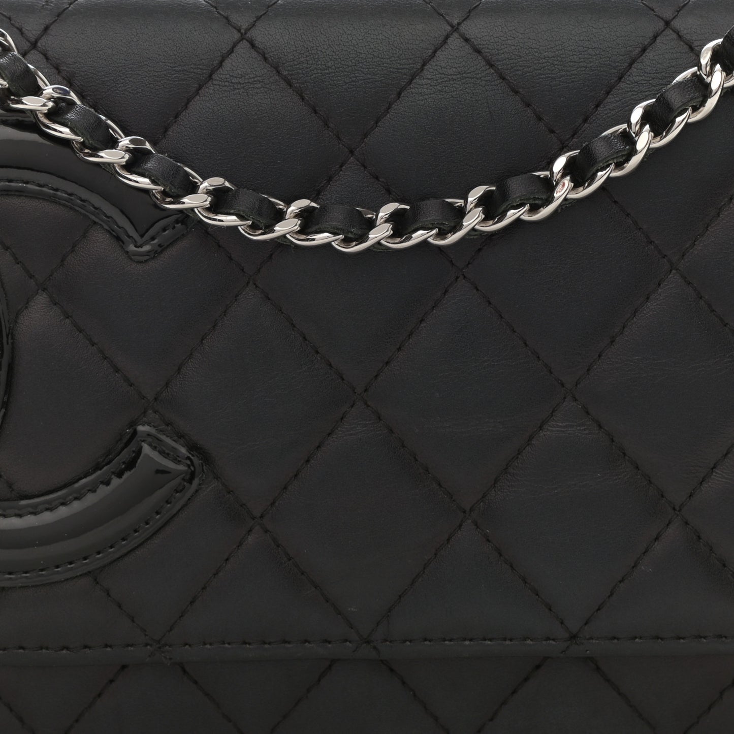 Calfskin Quilted Cambon Wallet On Chain WOC Black