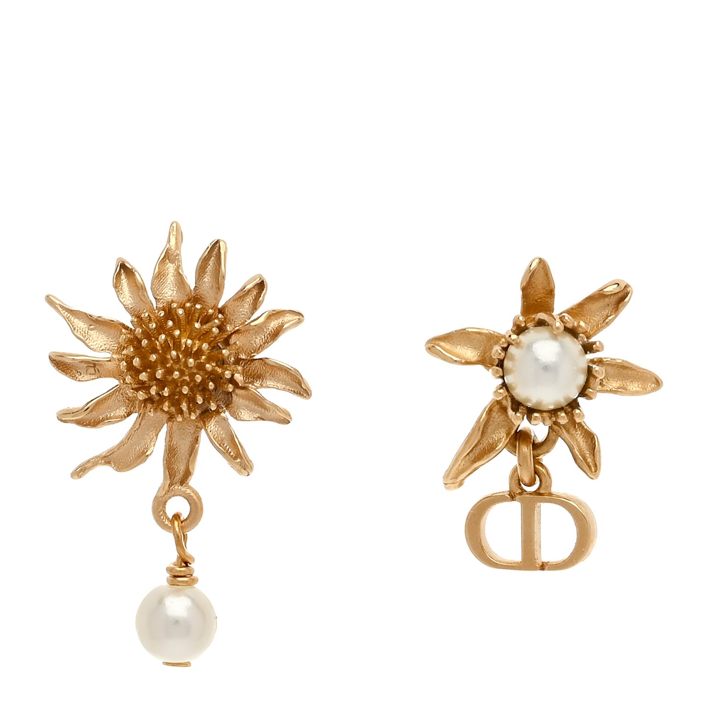 Pearl Sunflower Earrings Gold