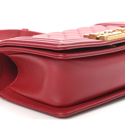 Chanel Calfskin Quilted Small Boy Logo Top Handle Flap Red 9 of 10