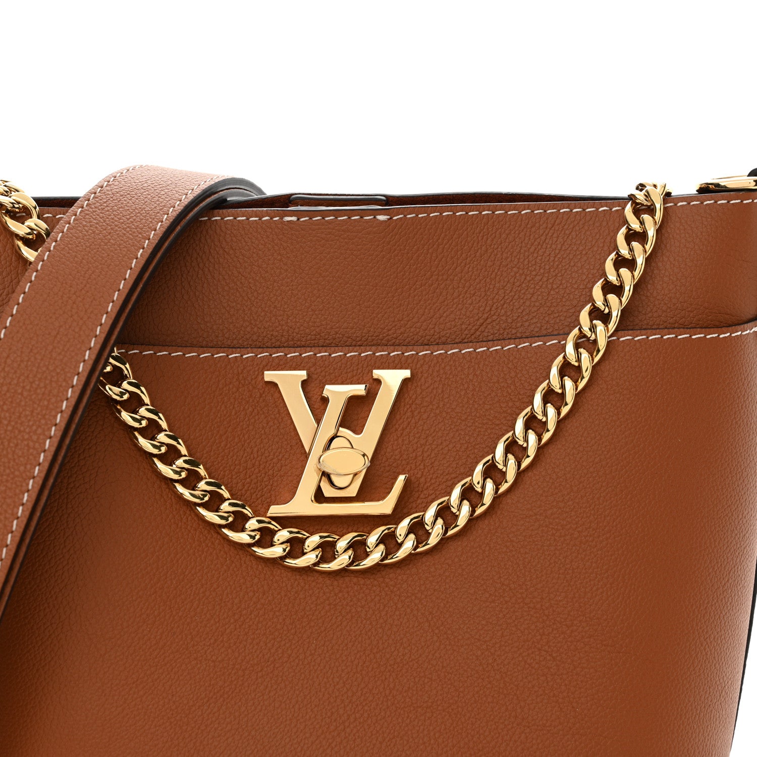 Louis Vuitton Calfskin Lock and Walk Bucket Cognac 8 of 10
