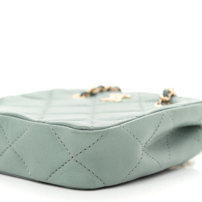 Chanel Lambskin Quilted Tiny Shopping Clutch With Chain Light Blue 10 of 10