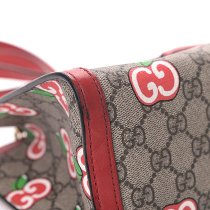 Gucci GG Supreme Monogram Apple Small Padlock Tote Beige Multicolor Lobster Red 6 of 8