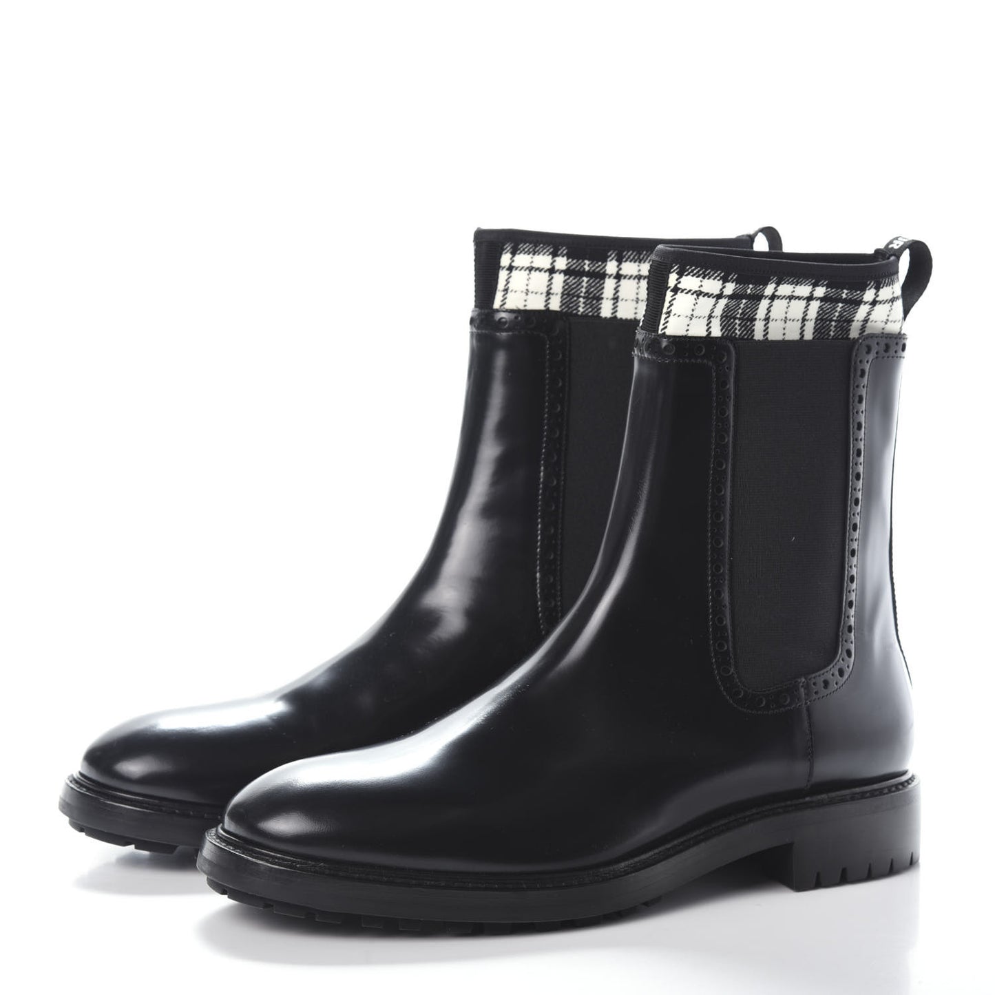 Calfskin Tartan D-Order Low Boot 40 Black Off White