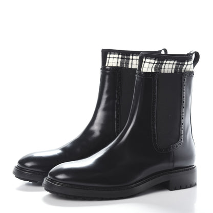 Christian Dior Calfskin Tartan D-Order Low Boot 40 Black Off White 3 of 6