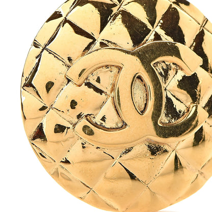 Chanel Metal Quilted CC Round Clip On Earrings Gold 5 of 5
