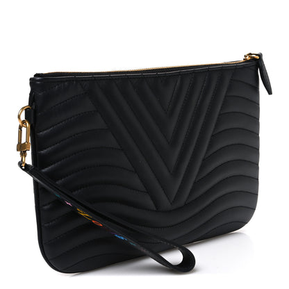 Louis Vuitton Calfskin New Wave Zipped Pochette Black 3 of 7