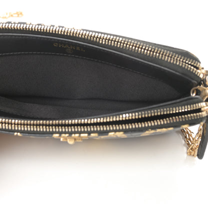 Chanel Calfskin Crocodile Embossed Graffiti 2.55 Cocodile Reissue Clutch With Chain Black Gold 6 of 14