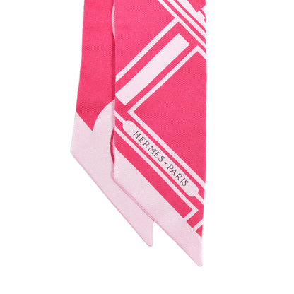 Hermes Silk Les Coupes Tattoo Twilly Rose Vif Rose Pale 2 of 4