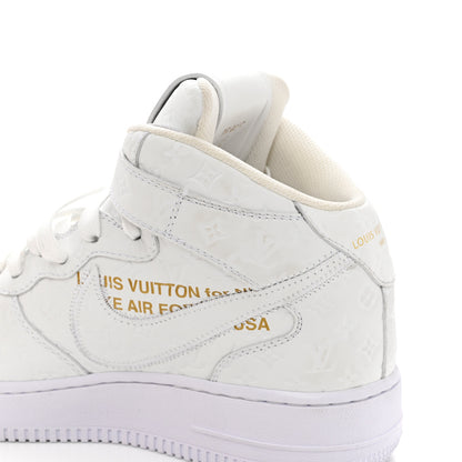 Louis Vuitton X NIKE AIR FORCE 1 Calfskin Monogram Mens Mid Sneakers 6 White 10 of 12