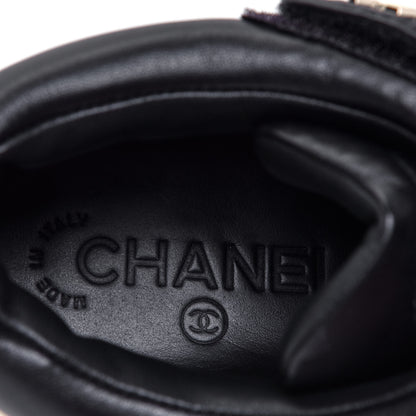 Chanel Lambskin Logo Strap Sneakers 38 Ivory Black 9 of 11