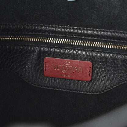 Valentino Garavani Grained Calfskin Rockstud Shoulder Tote Black 8 of 9