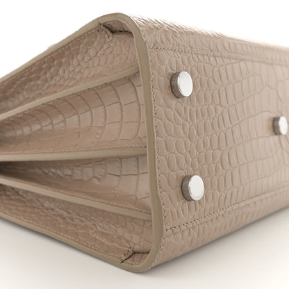 Saint Laurent Calfskin Crocodile Embossed Baby Sac De Jour Brown 9 of 13