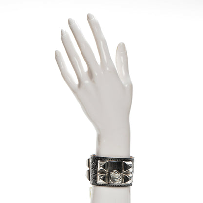Hermes Matte Alligator Collier De Chien CDC Bracelet S Black 2 of 7