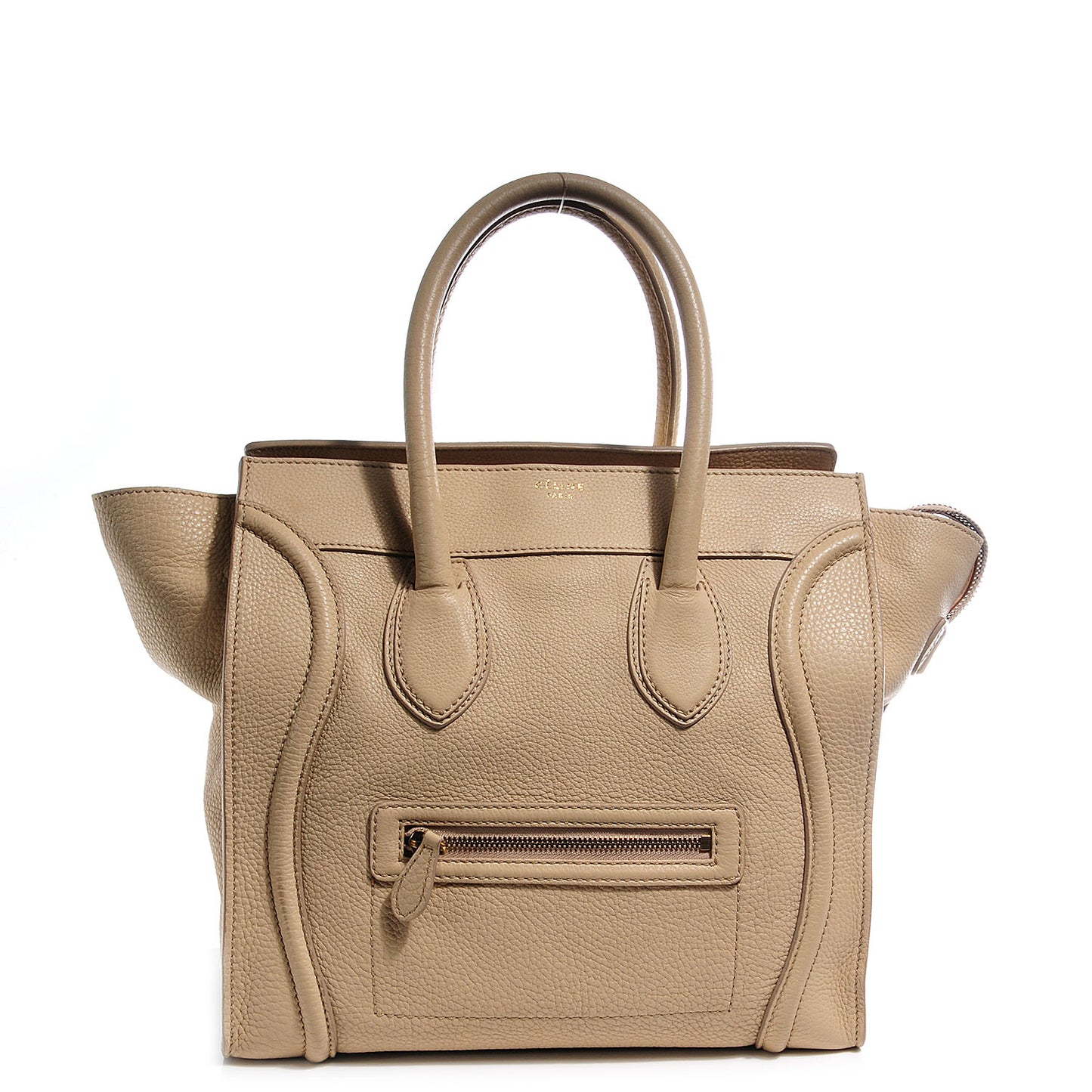 Pebbled Leather Mini Luggage Cream