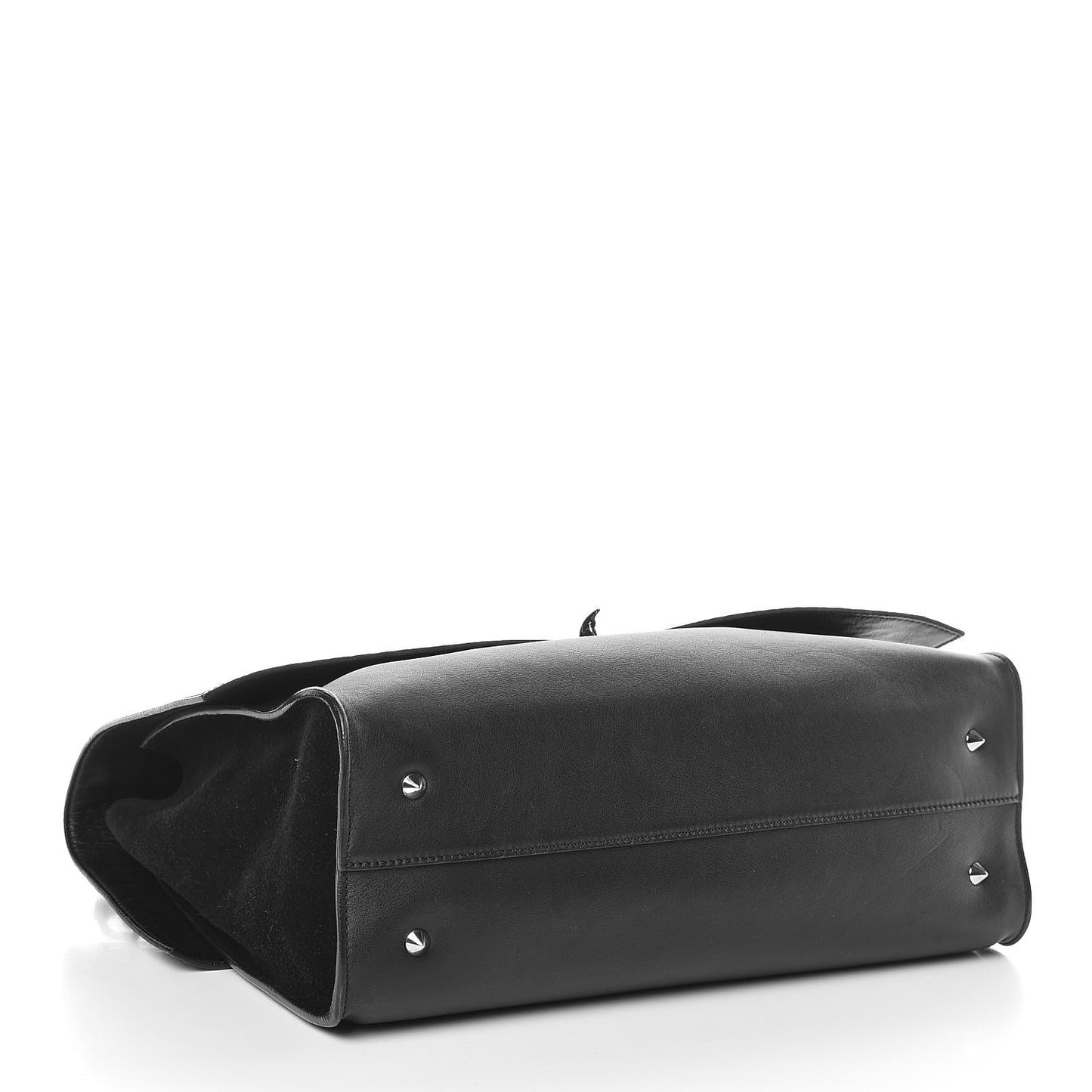 Calfskin Crocodile Embossed Medium Shark Lock Satchel Black