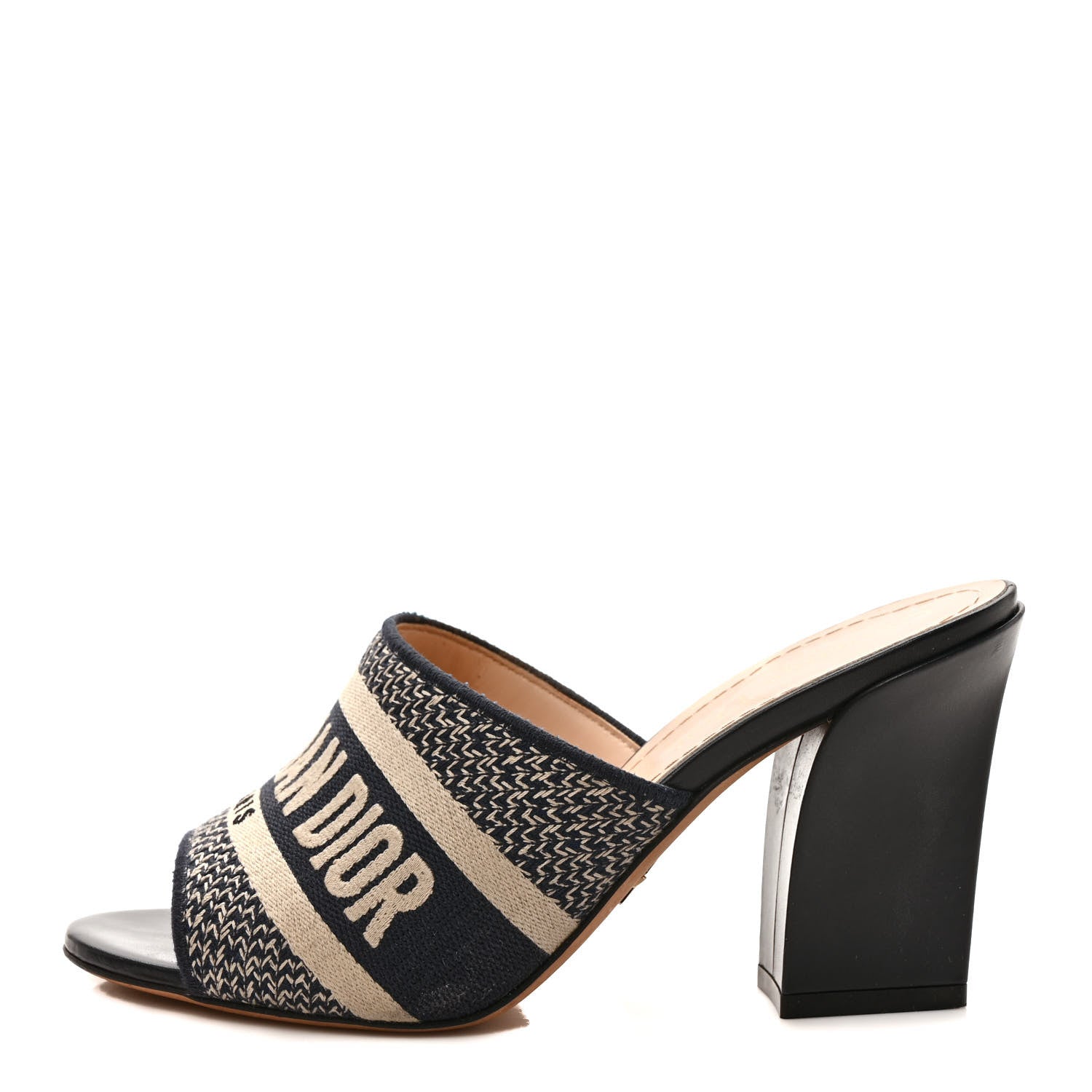 Christian Dior Cotton Embroidered Dway 85mm Slide Sandals 36 Deep Blue 1 of 8