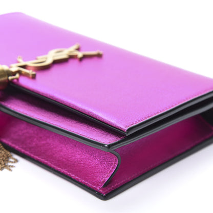 Saint Laurent Metallic Calfskin Classic Monogram Kate Tassel Chain Wallet Fuchsia 6 of 10