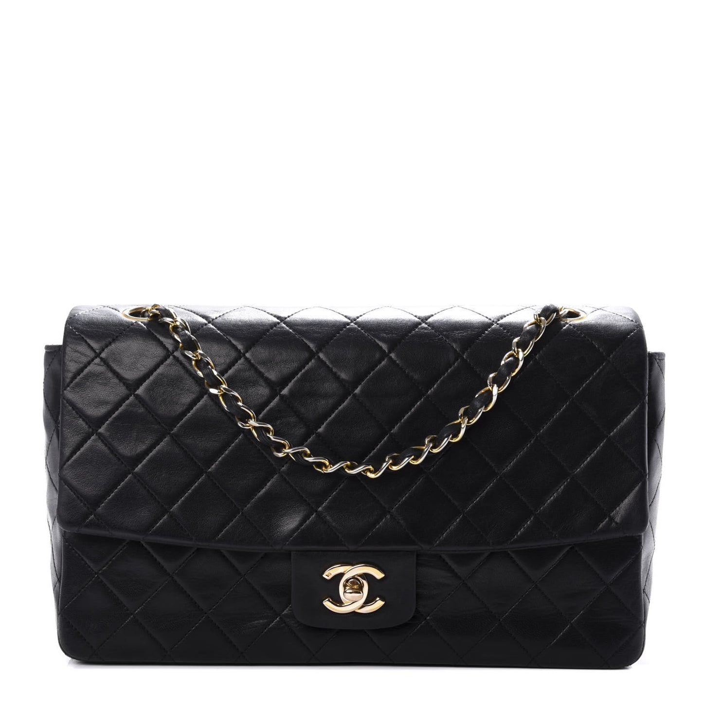 Lambskin Quilted Medium Single Flap Black