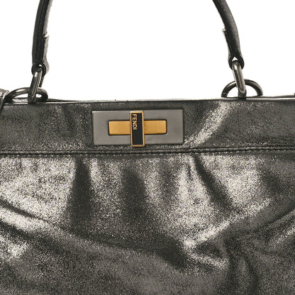 Fendi Metallic Fan Vitello Medium Peekaboo Iconic Satchel Silver 9 of 11