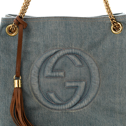 Gucci Denim Medium Soho Chain Shoulder Bag Blue 8 of 10