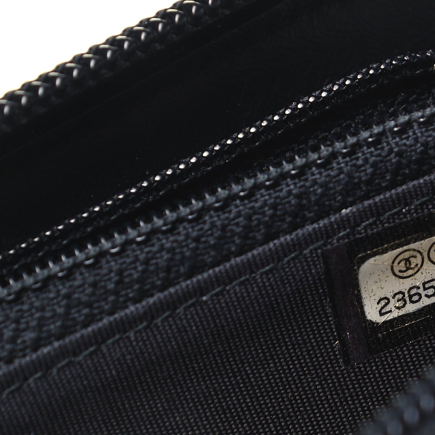Calfskin Painted Chevron Embossed Small Boy Zip Wallet Black