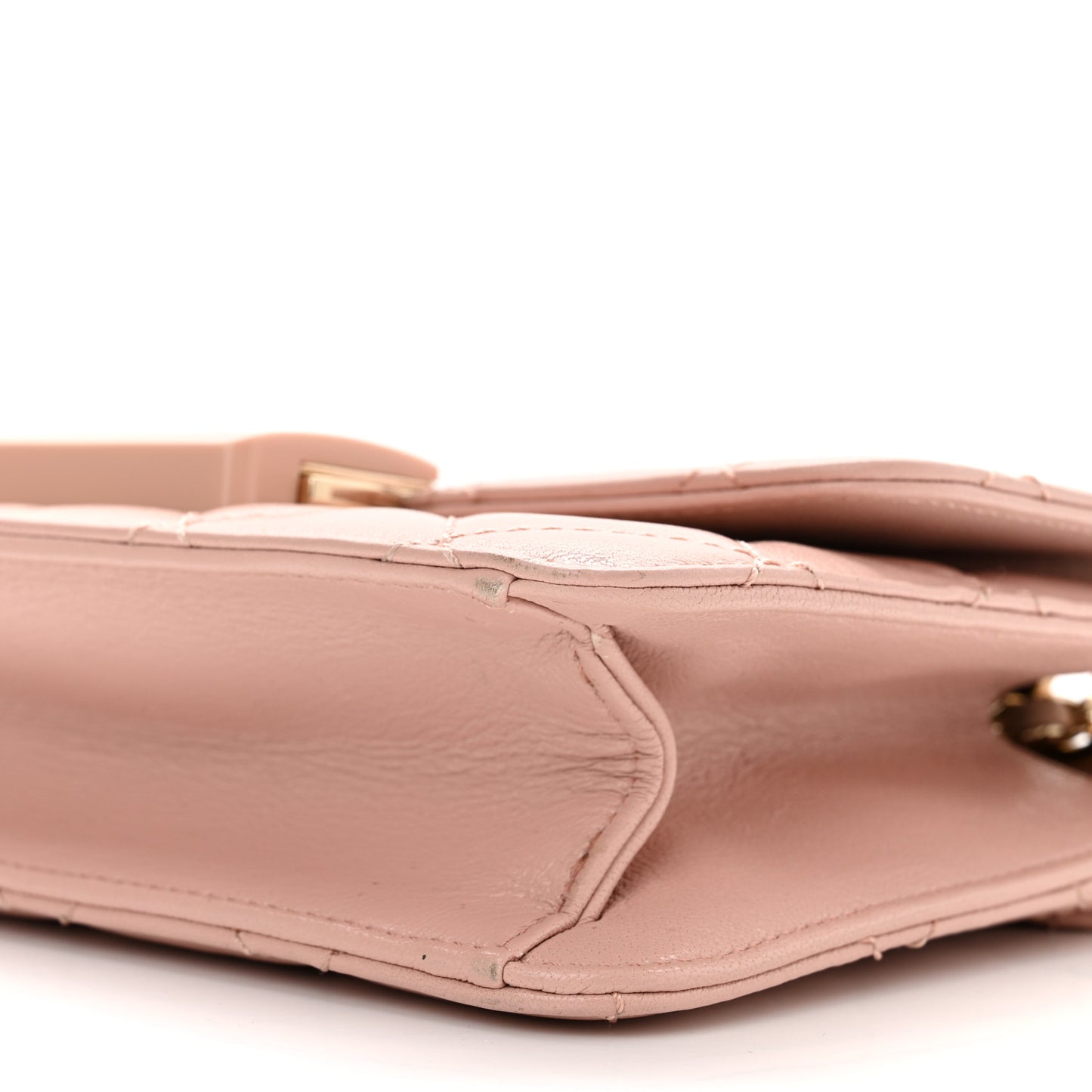 Sheepskin Quilted Mini Beauty Lock Flap Pink