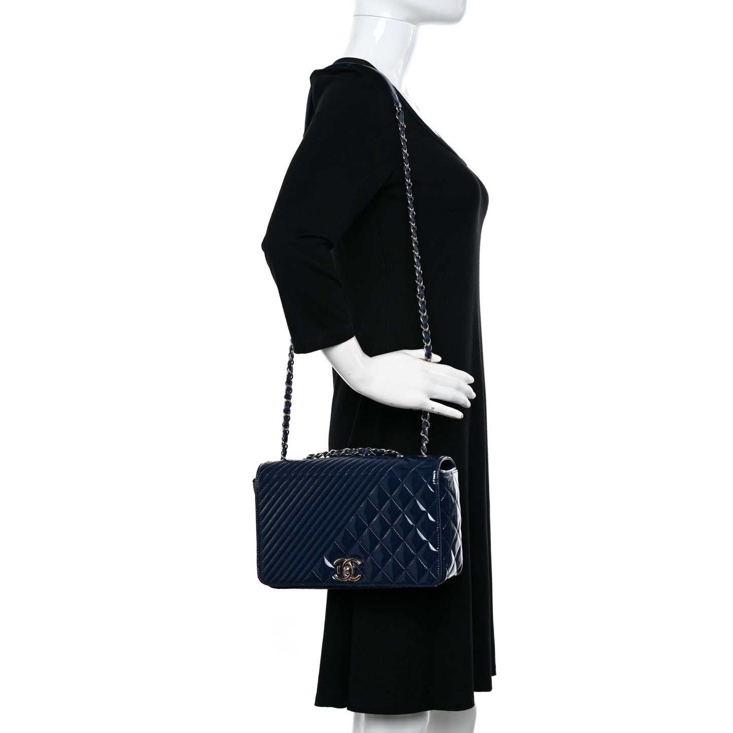 Patent Quilted Medium Coco Boy Flap Blue