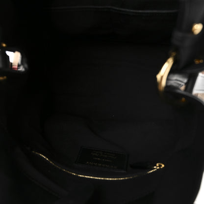 Burberry Grainy Calfskin House Check Medium Sycamore Hobo Black 5 of 9