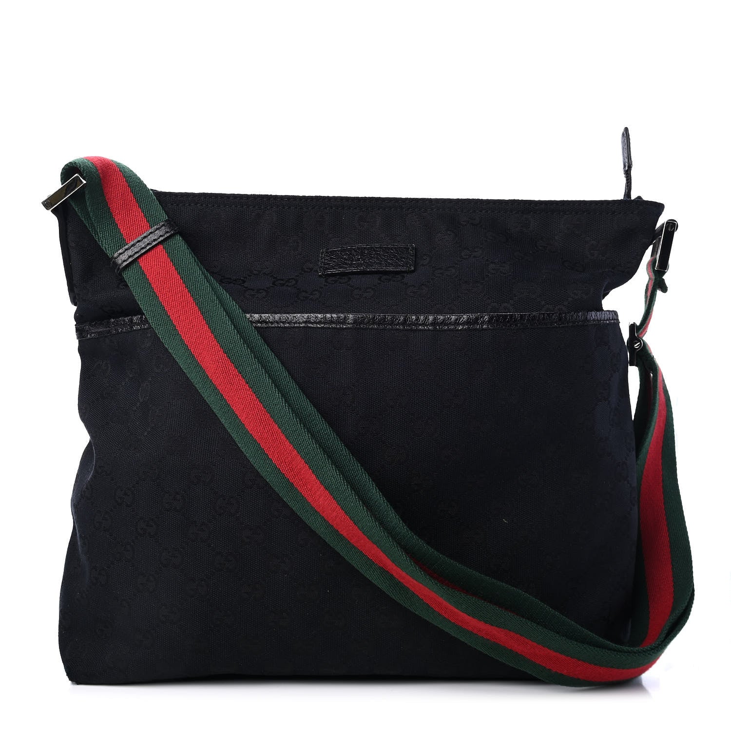 Gucci Monogram Web Medium Flat Messenger Bag Black 1 of 8
