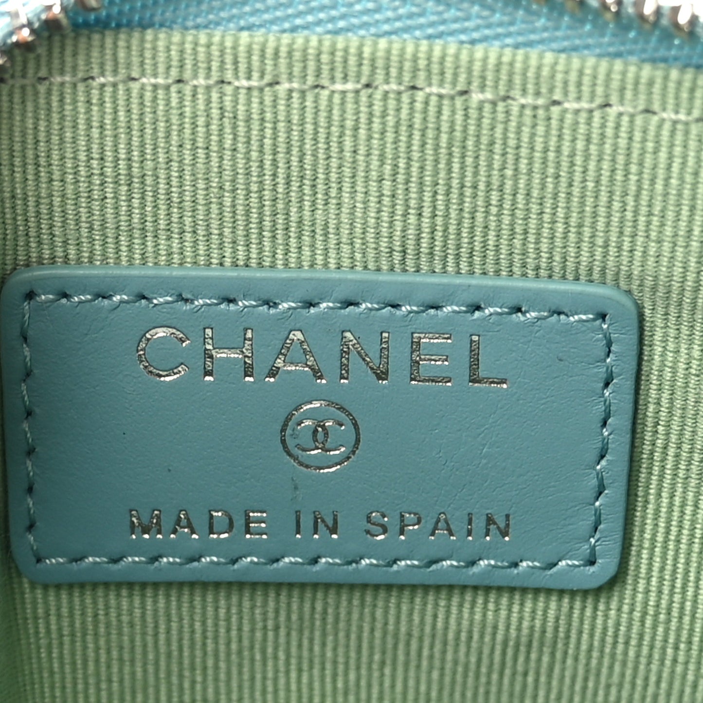 Caviar Chanel 19 Quilted Cosmetic Case Light Blue