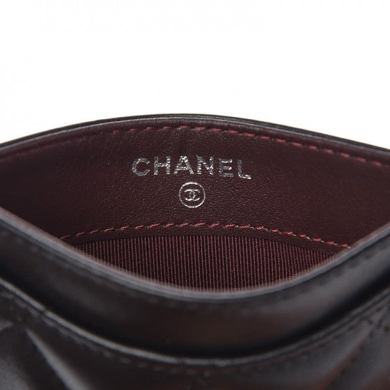 Lambskin Quilted Card Holder Black